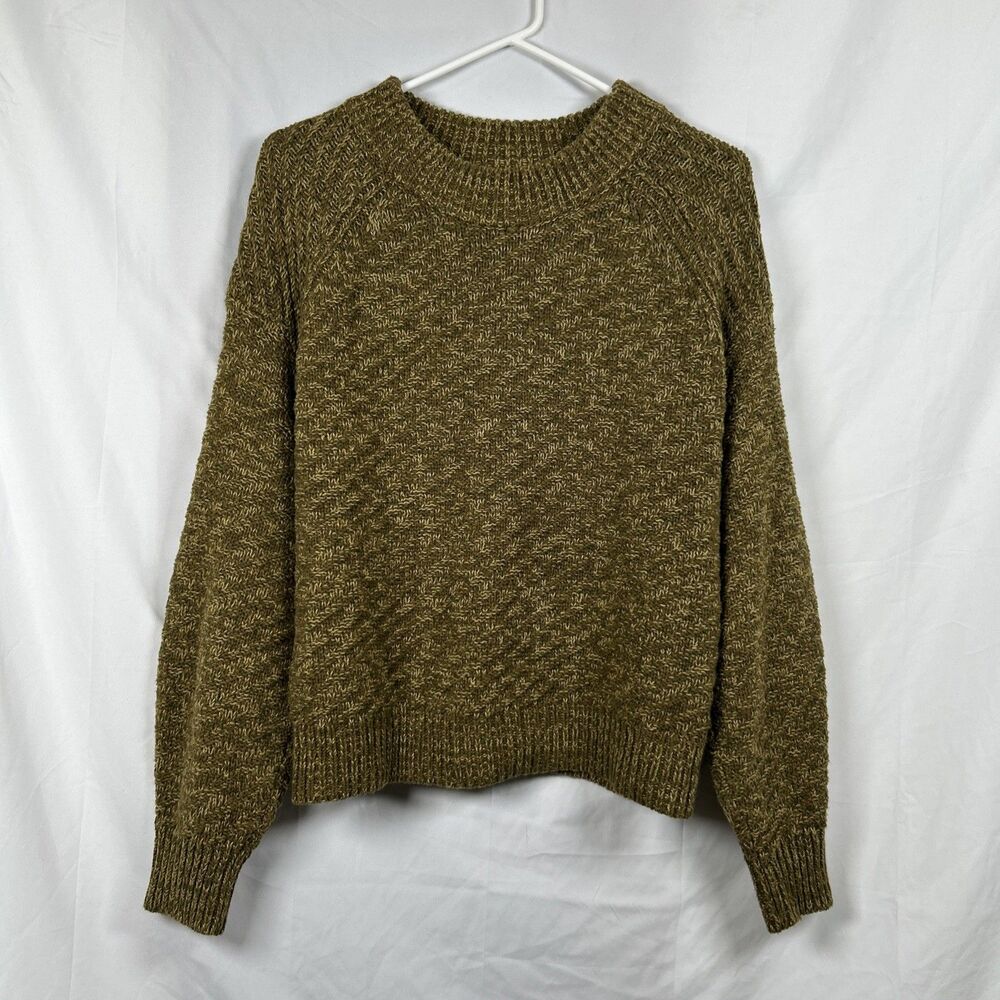 Universal Thread Green Knit Sweater Women’s Medium Crew Neck Textured Ribbed